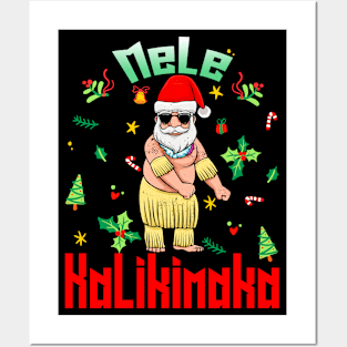 Mele Kalikimaka Christmas Santa Shaka Hawaii Posters and Art